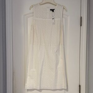 Banana Republic 100% Cotton White Eyelet Midi Dress Sz 8 NWT